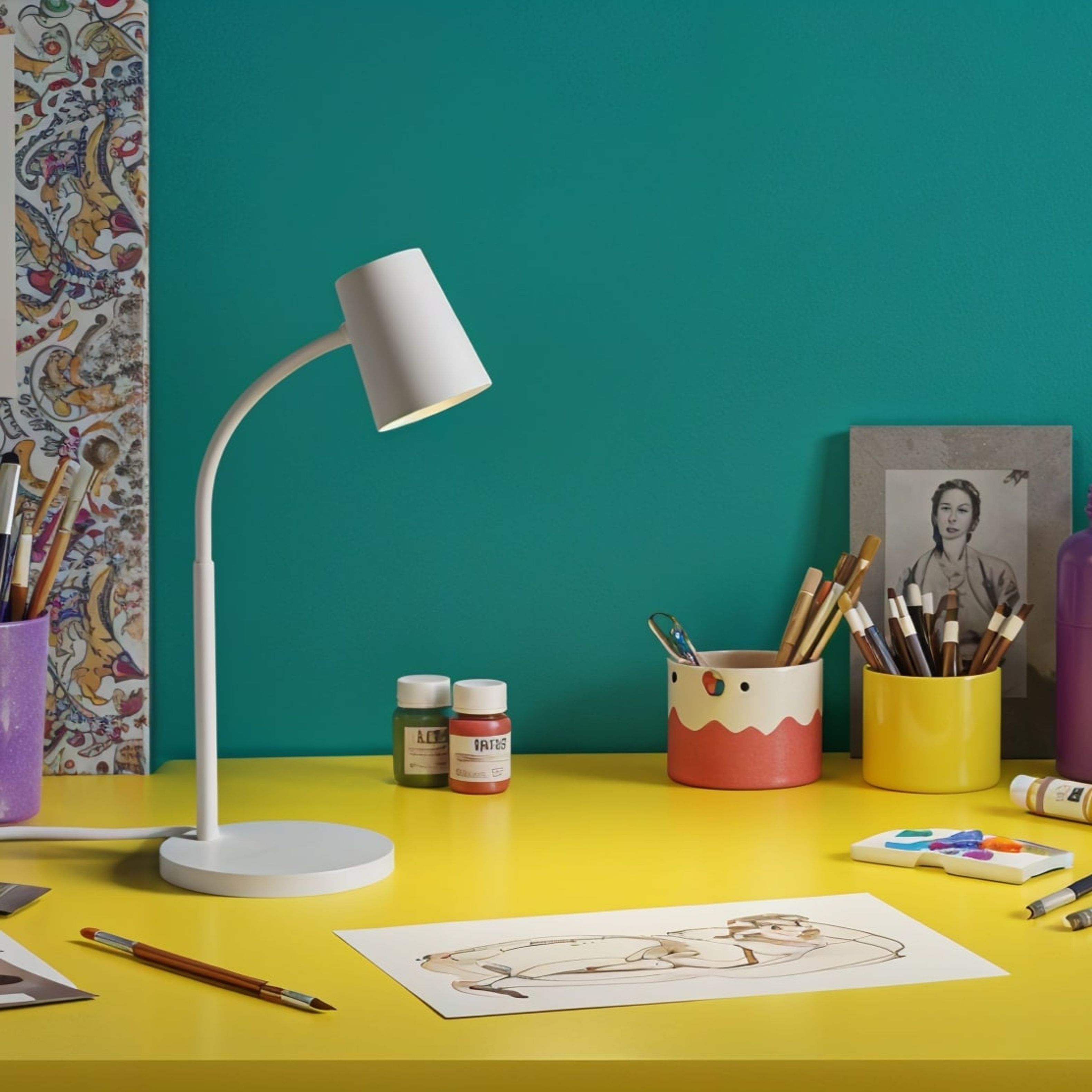 Lampă LED de masa cu abajur conic si gât flexibil, VERINA de masă alb 230V 4.5W 100° 3000K