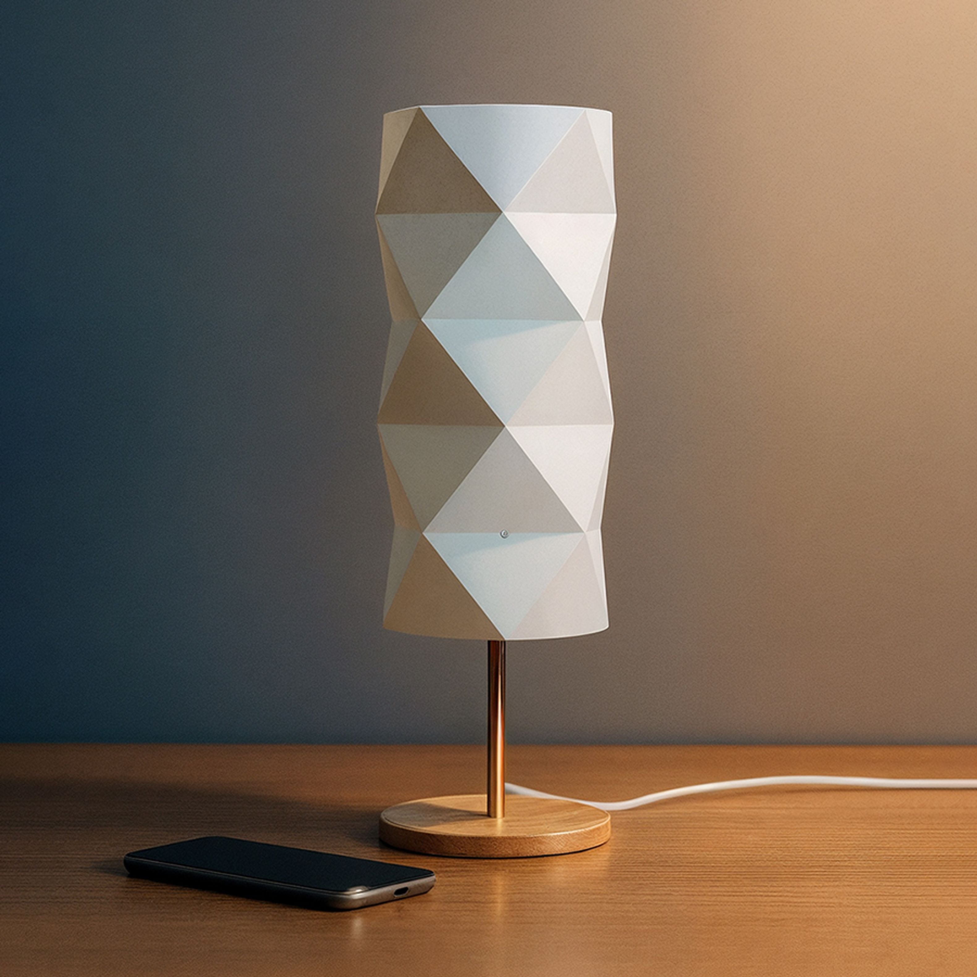Lampă de masă mică pe o bază din lemn cu o umbră din plastic, ZUMBA alb PVC/lemn/crom 230V LED E14 11W