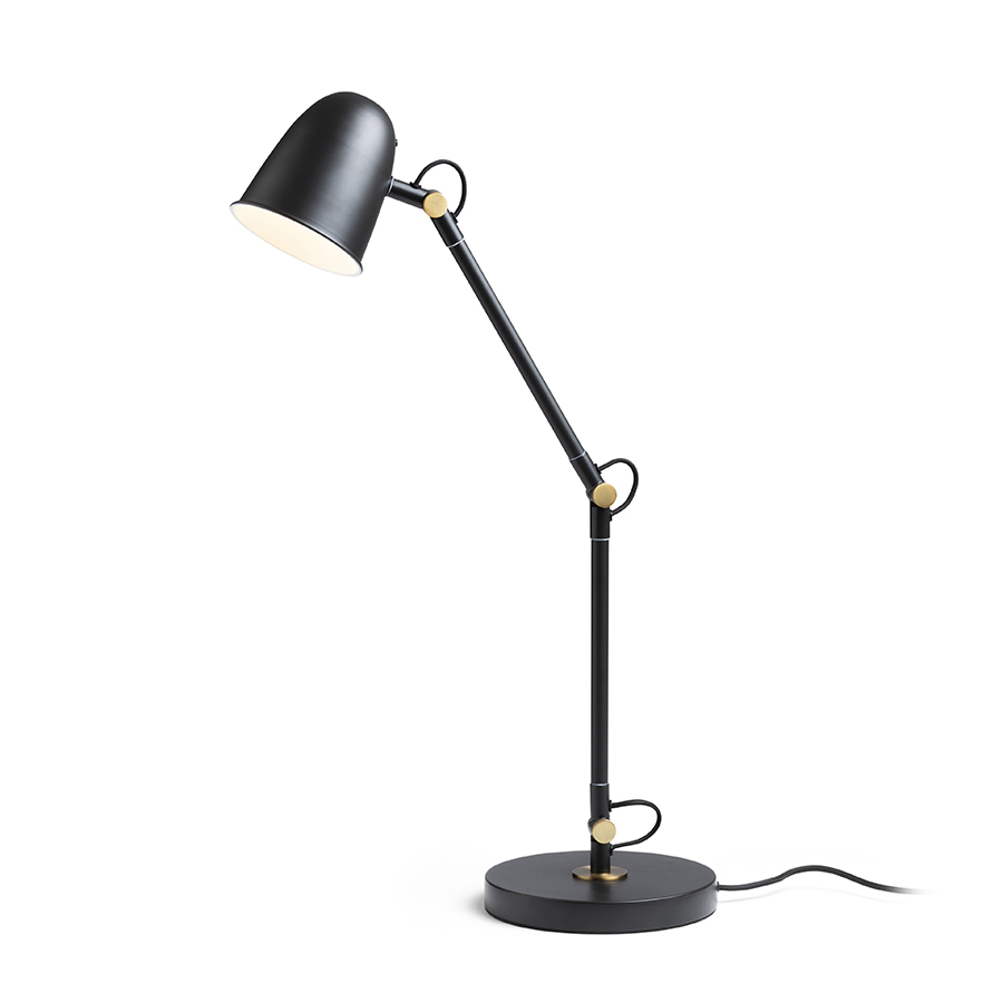 Lampă de masa cu doua brațe reglabile pentru surse LED cu soclu E14, DANNY de masă negru alamă 230V 5W
