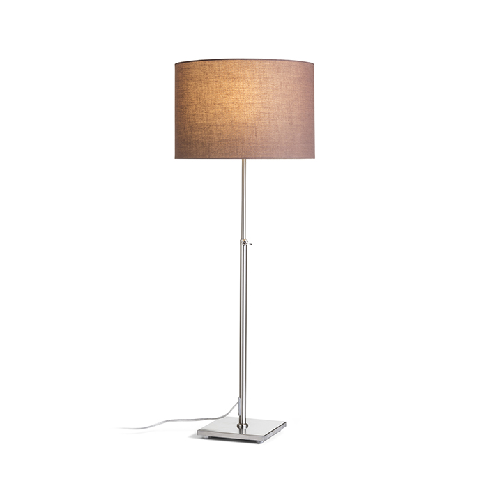 Lampă de nichel de masă cu picior telescopic și abajur textil cu prindere la filet E27, EDIKA maro mat 230V LED 15W