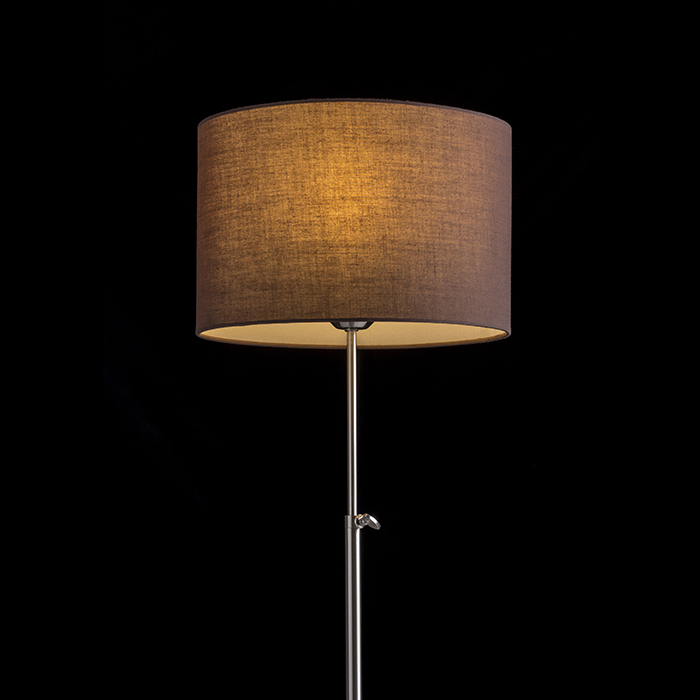 Lampă de nichel de masă cu picior telescopic și abajur textil cu prindere la filet E27, EDIKA maro mat 230V LED 15W