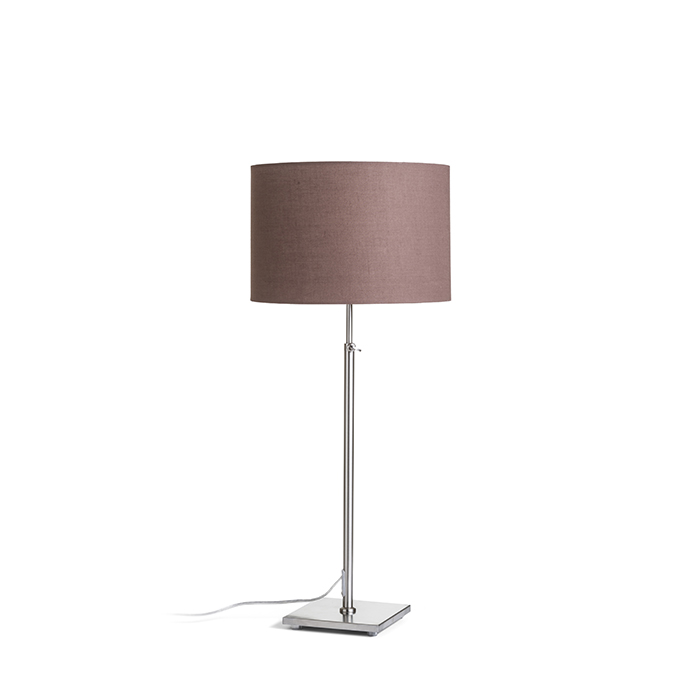 Lampă de nichel de masă cu picior telescopic și abajur textil cu prindere la filet E27, EDIKA maro mat 230V LED 15W