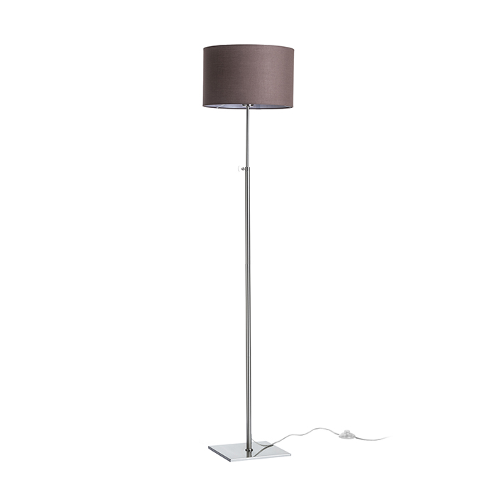 Lampă de nichel de podea cu picior telescopic și abajur textil cu prindere la filet E27, EDIKA maro mat 230V LED 15W