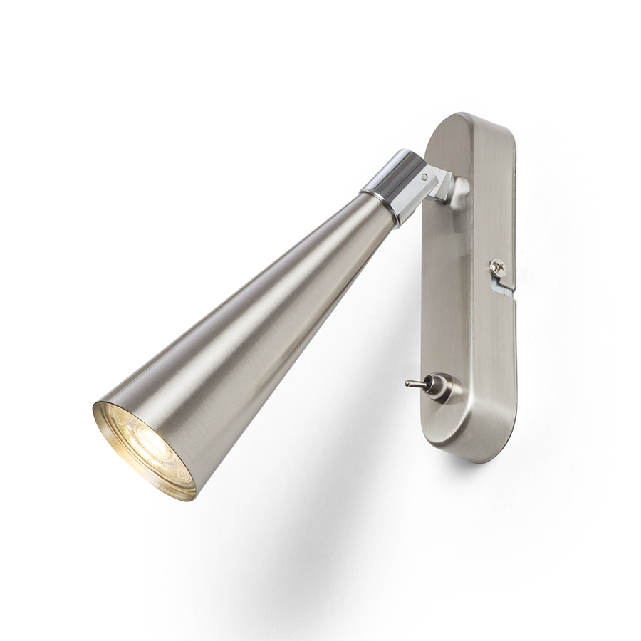 Lampa de perete cu reflector conic pentru un bec LED cu baza GU10, cu un comutator pe baza corpuilui, ALEXIS alb/negru 230V GU10 5W
