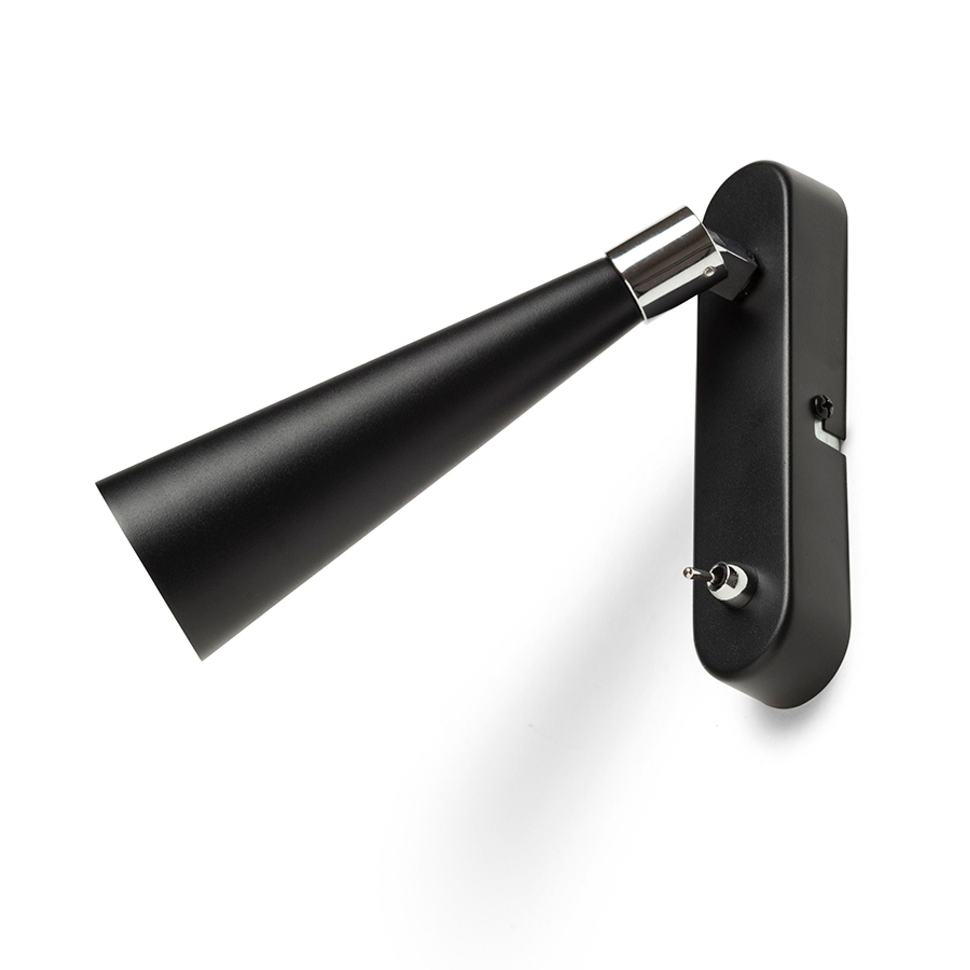 Lampa de perete cu reflector conic pentru un bec LED cu baza GU10, cu un comutator pe baza corpuilui, ALEXIS negru crom 230V GU10 5W