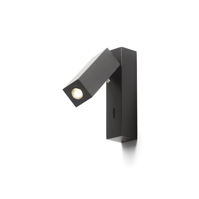 Lampă de perete în design pătrat cu un reflector LED reglabil, FADO I negru 230V 3W 45° 4000K
