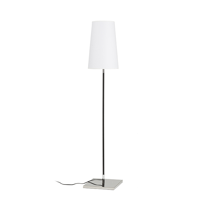 Lampă de podea cu abajur conic textil cu prindere la filet E27, LULU alb/negru crom 230V LED 8W