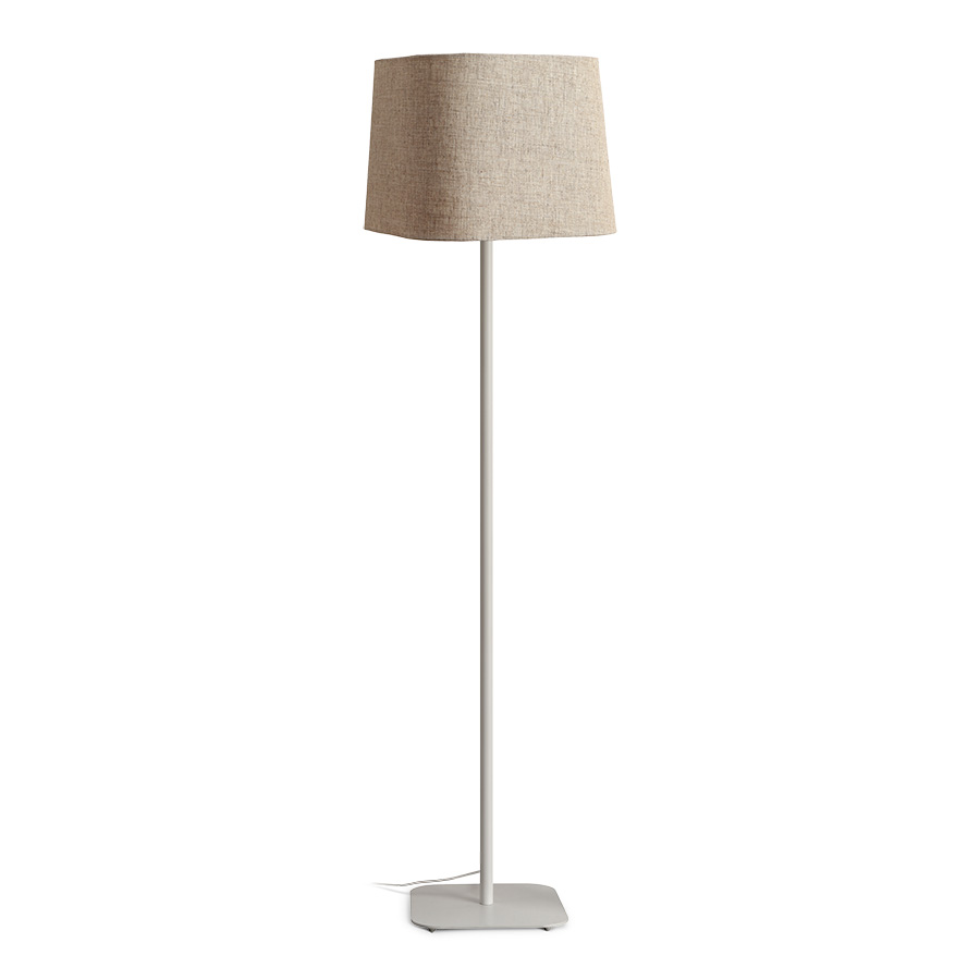 Lampă de podea cu o umbră textilă unghiulară și bază metalică, PERTH bej/alb 230V LED E27 15W