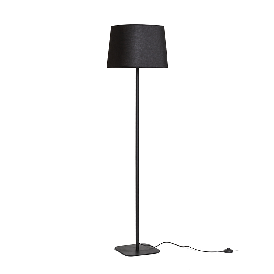 Lampă de podea cu o umbră textilă unghiulară și bază metalică, PERTH negru/negru 230V LED E27 15W