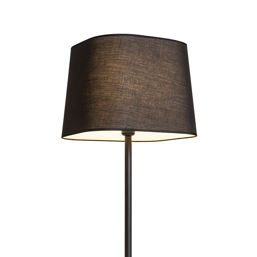 Lampă de podea cu o umbră textilă unghiulară și bază metalică, PERTH negru/negru 230V LED E27 15W