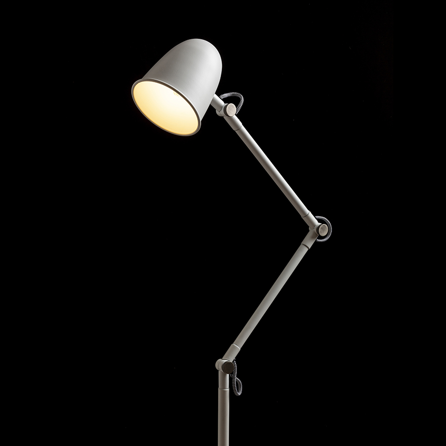 Lampă de podea cu doua brațe reglabile pentru surse LED cu soclu E14, DANNY alb nichel mat 230V 5W