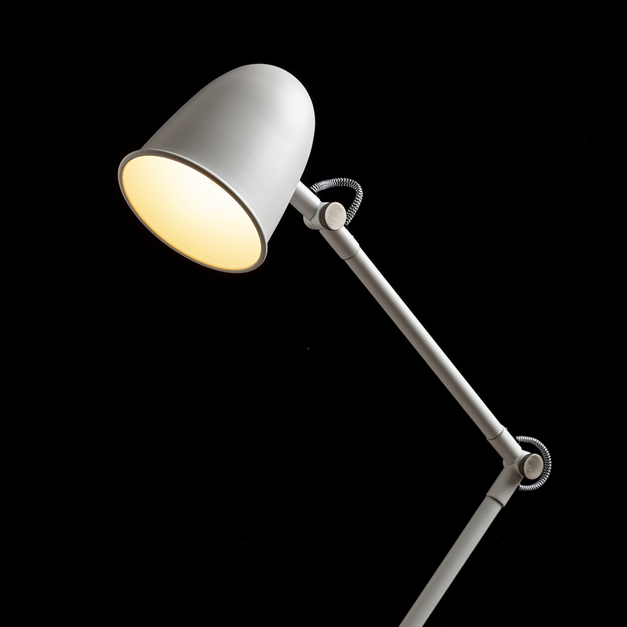 Lampă de podea cu doua brațe reglabile pentru surse LED cu soclu E14, DANNY alb nichel mat 230V 5W