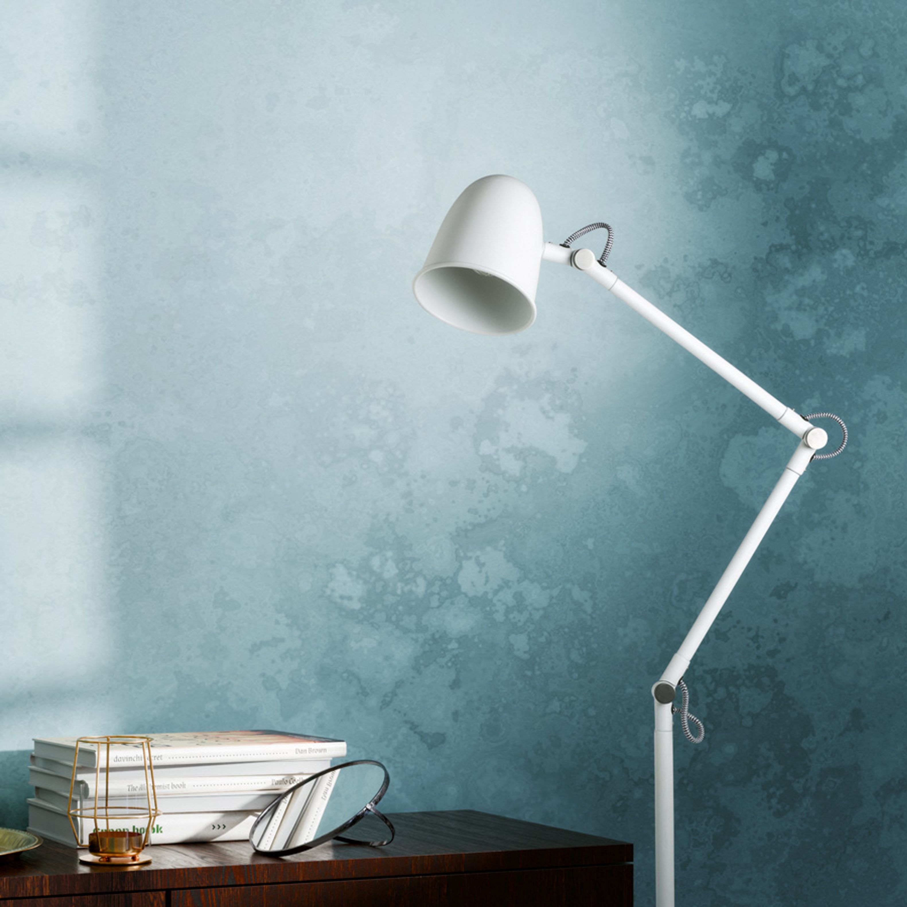 Lampă de podea cu doua brațe reglabile pentru surse LED cu soclu E14, DANNY alb nichel mat 230V 5W