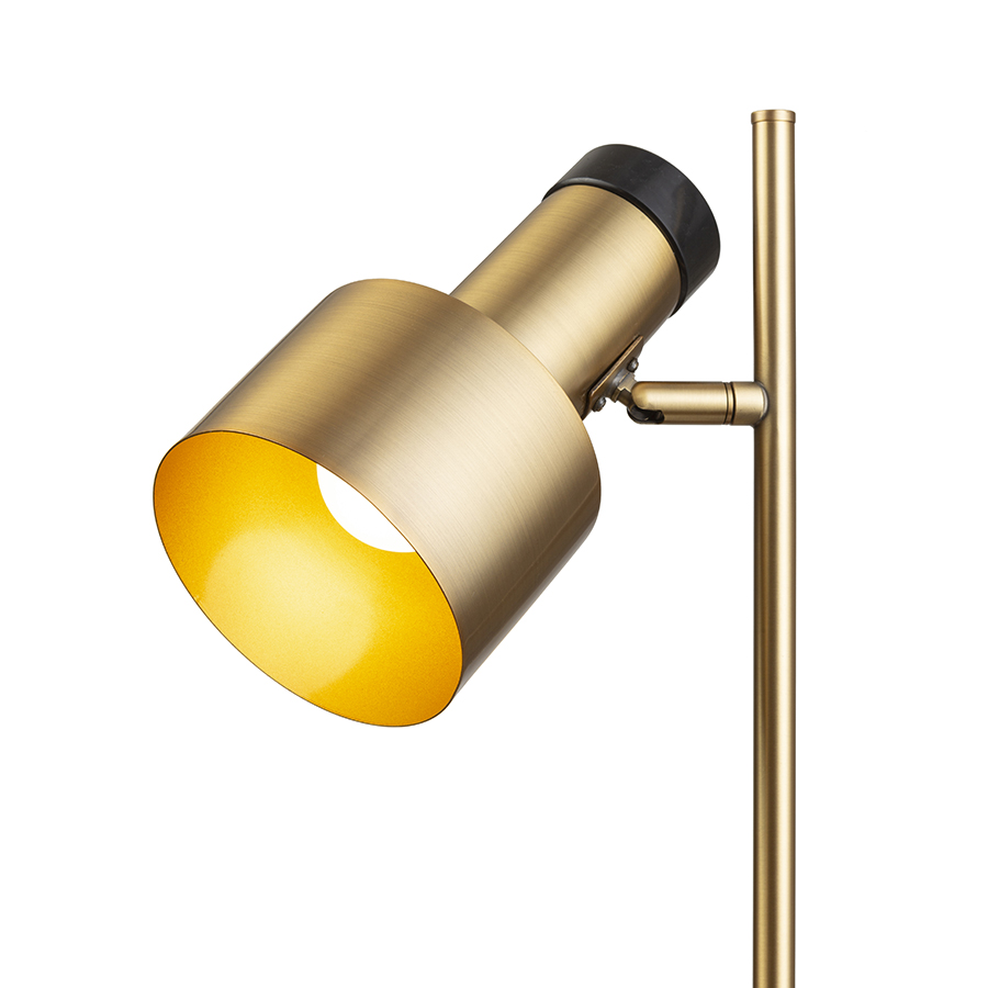 Lampă de podea din alamă cu elemente decorative imitând marmura neagră pentru surse de lumina LED, DIVINA alamă/decor marmură 230V E27 5W