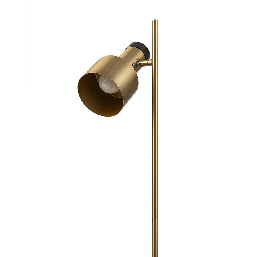 Lampă de podea din alamă cu elemente decorative imitând marmura neagră pentru surse de lumina LED, DIVINA alamă/decor marmură 230V E27 5W