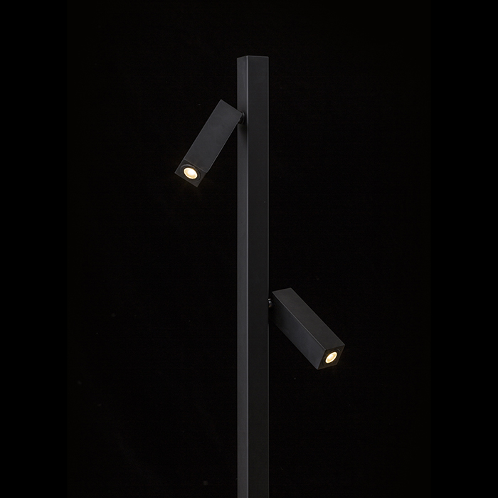 Lampă de podea în design pătrat cu două LED reflectoare reglabile, FADO negru 230V 2x3W 45° 3000K
