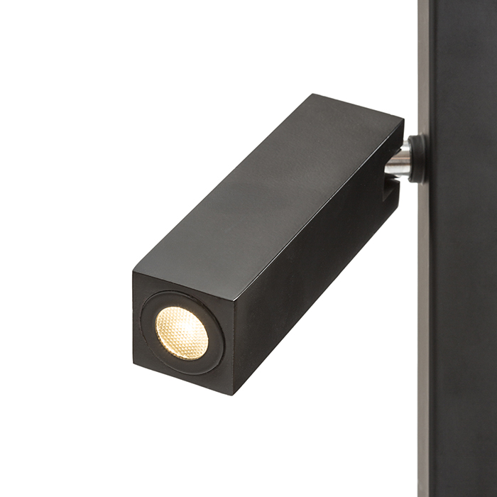 Lampă de podea în design pătrat cu două LED reflectoare reglabile, FADO negru 230V 2x3W 45° 3000K