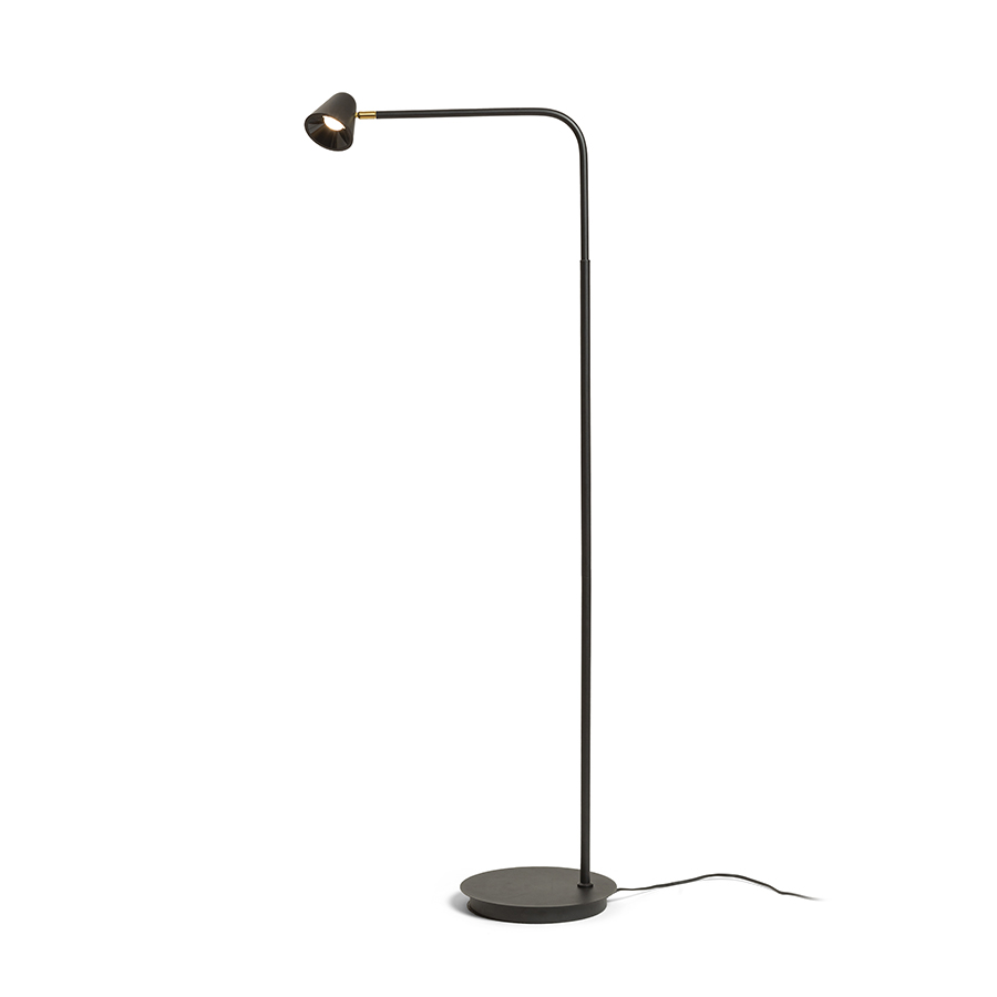 Lampă de podea in negru, cu imbinare de culoarea alamă, STIG negru 230V LED 8.4W 34° 3000K