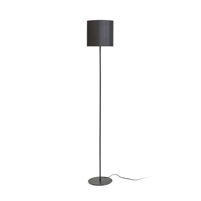 Lampă de podea subtilă cu abajur din material textil și prindere pe filet E27, ETESIAN negru 230V LED 15W