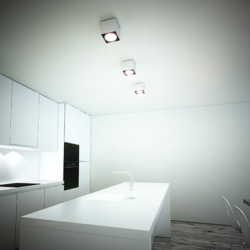 Lampă de tavan din aluminiu pentru surse de lumină cu halogen care poate fi înclinată în două axe, DEAN I 230V/12V G53 50W