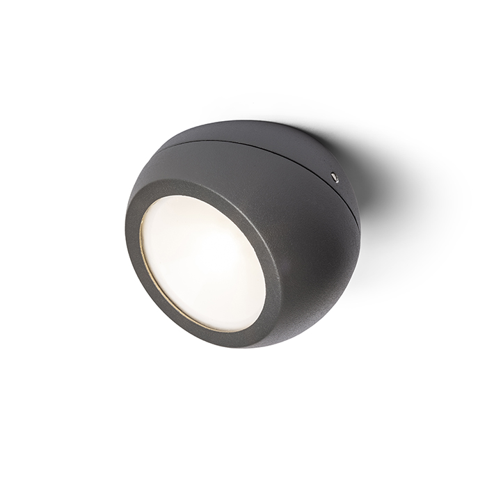 Lampă de tavan rotunjită cu LED încorporat și iluminare descendentă, SIV montat pe suprafață antracit 230V 6W 120° IP54 3000K