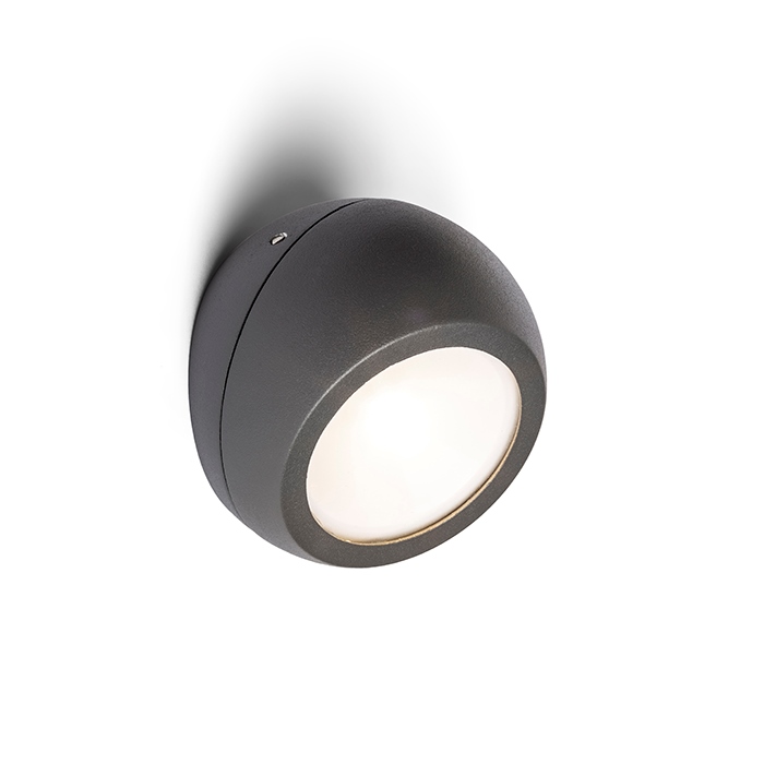 Lampă de tavan rotunjită cu LED încorporat și iluminare descendentă, SIV montat pe suprafață antracit 230V 6W 120° IP54 3000K