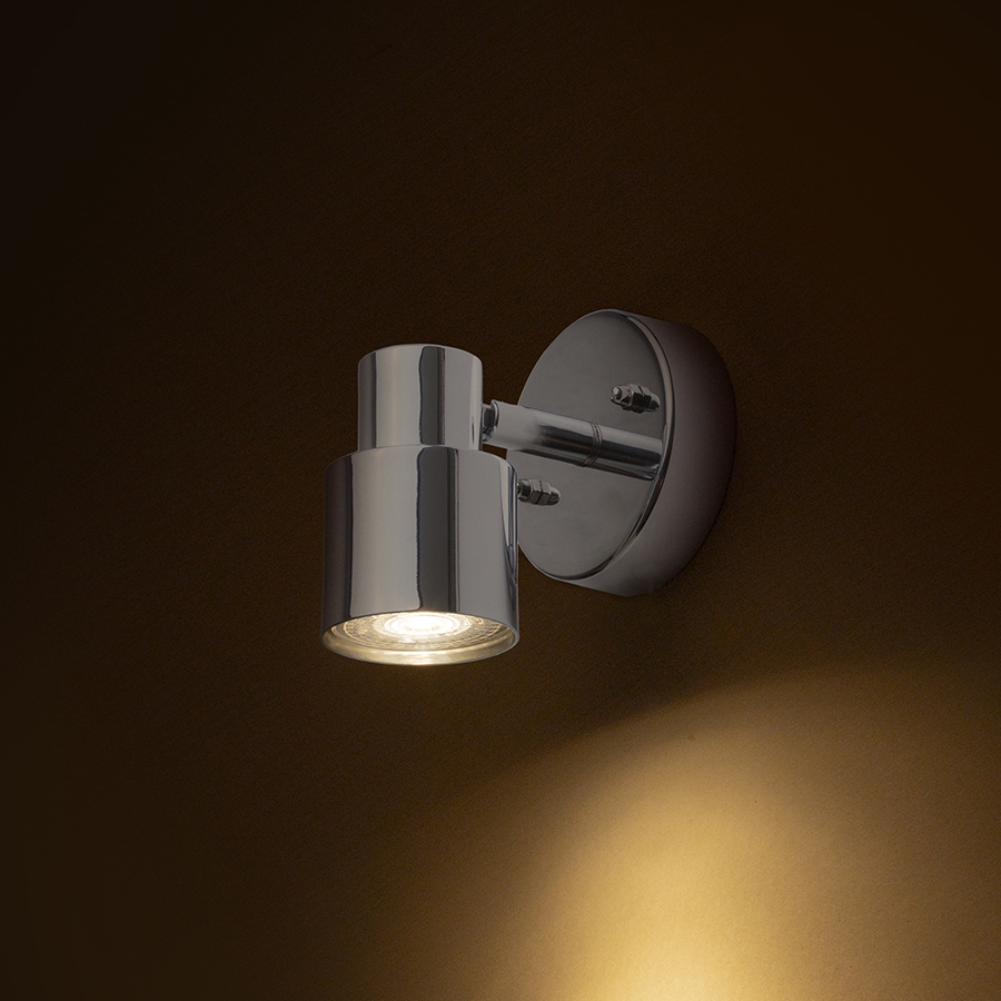 Lampă de tavan sau de perete cu umbră direcțională, cu priză GU10 pentru surse de lumină LED, VALTO I crom 230V 5W IP44
