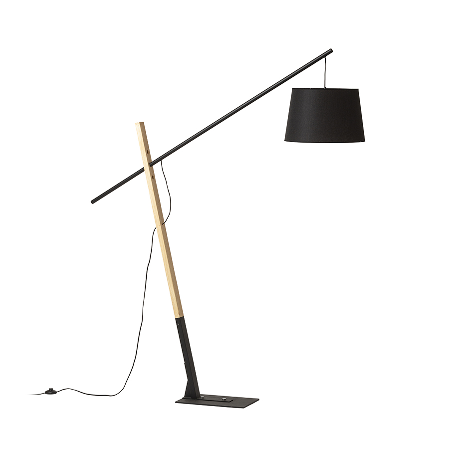 Lampă decorativă masivă pentru interioare spațioase, DANTE de podea negru lemn 230V LED E27 15W