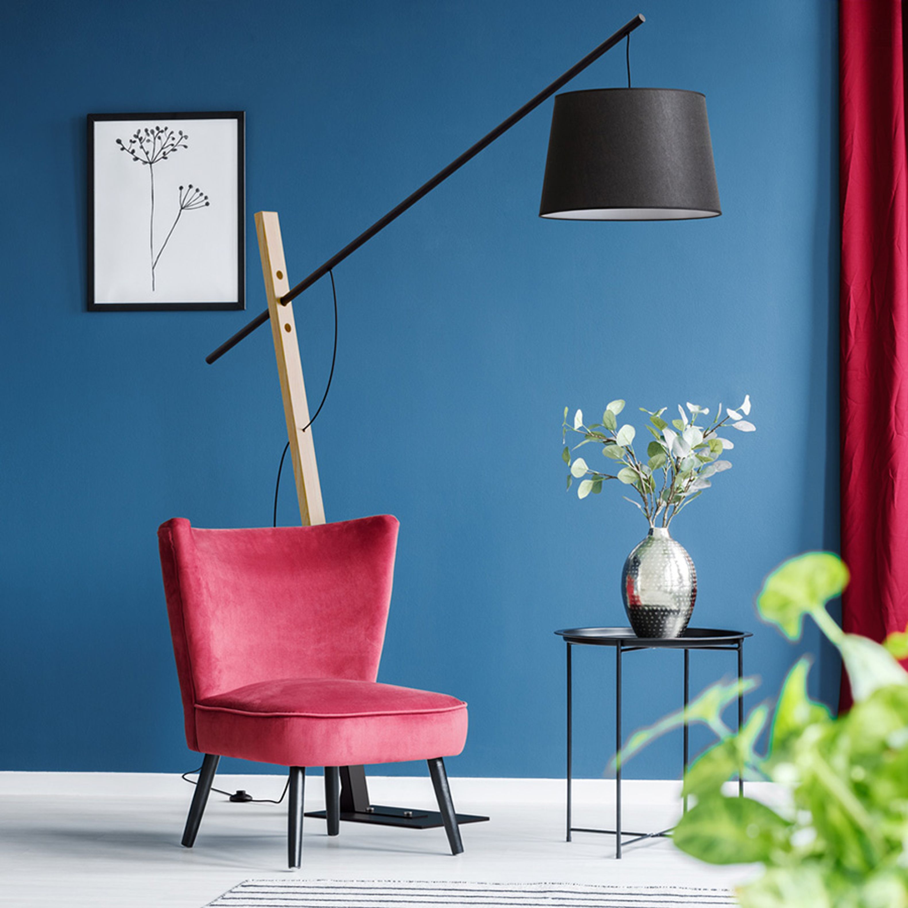 Lampă decorativă masivă pentru interioare spațioase, DANTE de podea negru lemn 230V LED E27 15W