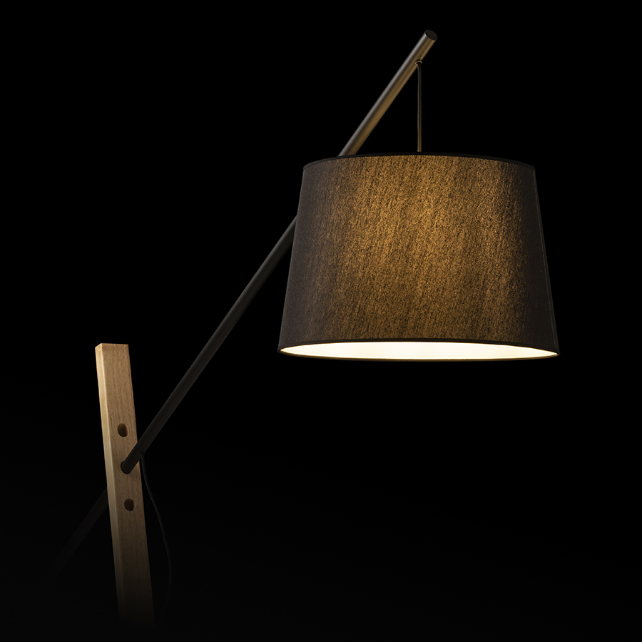 Lampă decorativă masivă pentru interioare spațioase, DANTE de podea negru lemn 230V LED E27 15W