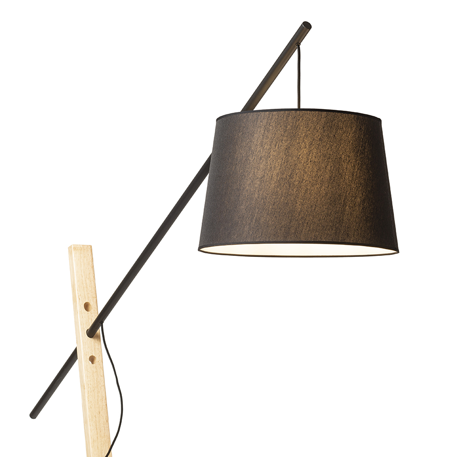 Lampă decorativă masivă pentru interioare spațioase de podea DANTE, negru, lemn, 230V, LED, E27, 15W