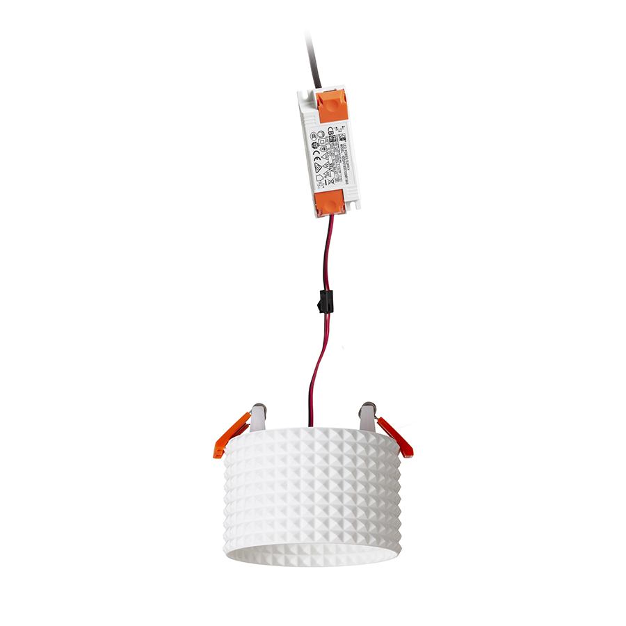 O lampă cu LED incastrat pentru un tavan din gips-carton cu adancime redusa si abajur decorativ, MARENGA RD3 60 încastrat alb Eco PLA 230V 6W 3000K