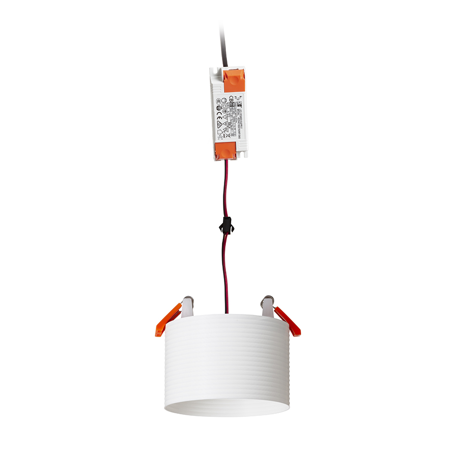 O lampă cu LED incastrat pentru un tavan din gips-carton cu adâncime redusă si abajur decorativ, MARENGA RR3 60 încastrat alb Eco PLA 230V 6W 3000K