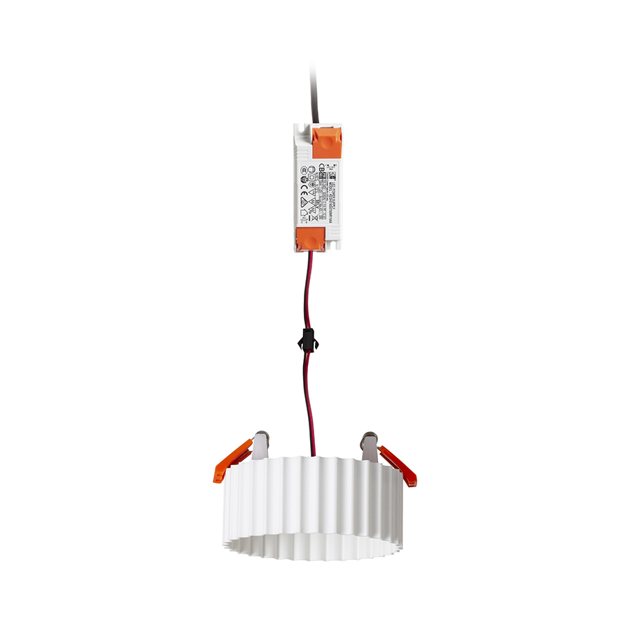 O lampă cu LED incastrat pentru un tavan din gips-carton cu adancime redusa si abajur decorativ, MARENGA RT1 40 încastrat alb Eco PLA 230V 6W 3000K