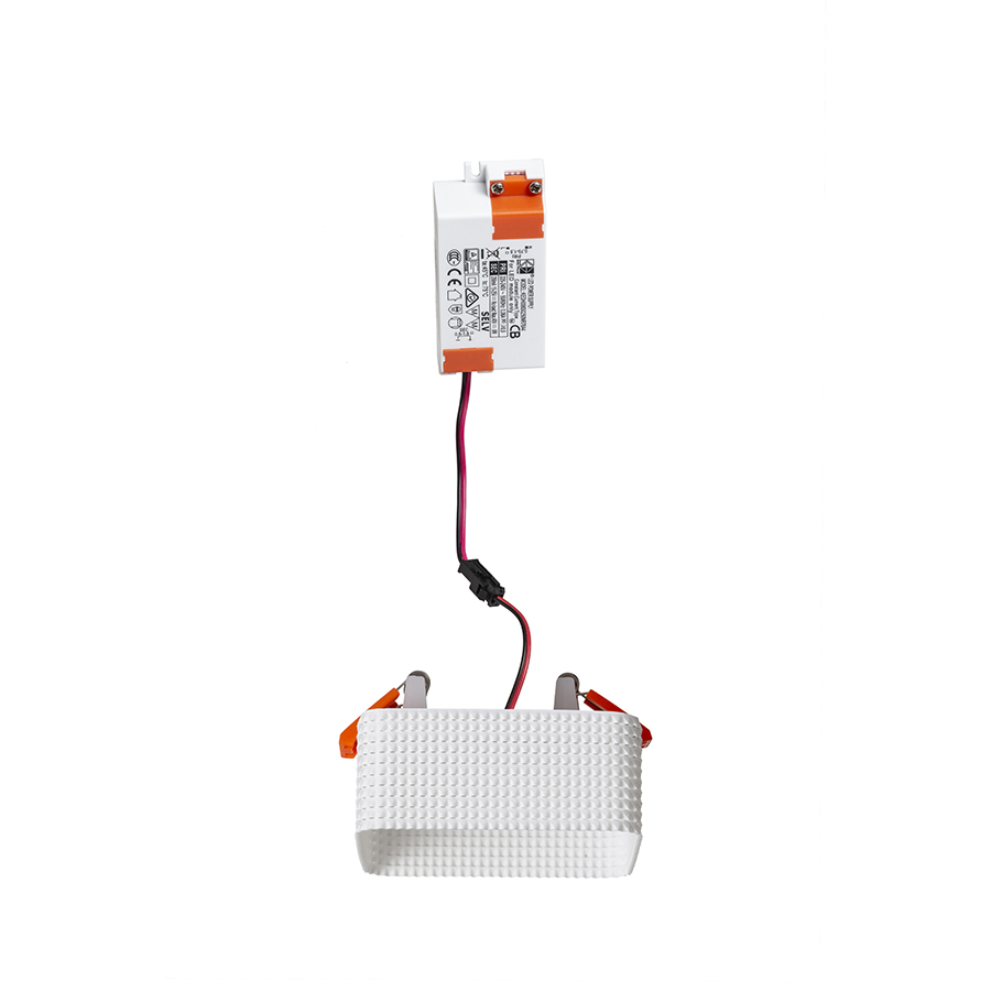 O lampă cu LED incastrat pentru un tavan din gips-carton cu adancime redusa si abajur decorativ, MARENGA SQB1 40 încastrat alb Eco PLA 230V 6W 3000K