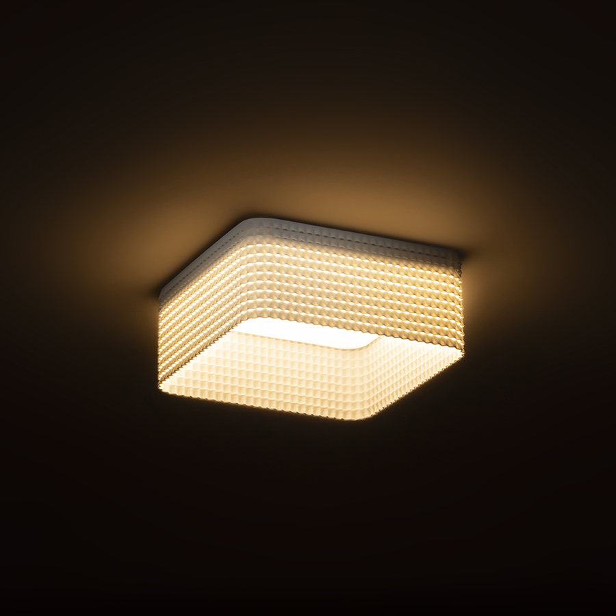 O lampă cu LED incastrat pentru un tavan din gips-carton cu adancime redusa si abajur decorativ, MARENGA SQB1 40 încastrat alb Eco PLA 230V 6W 3000K