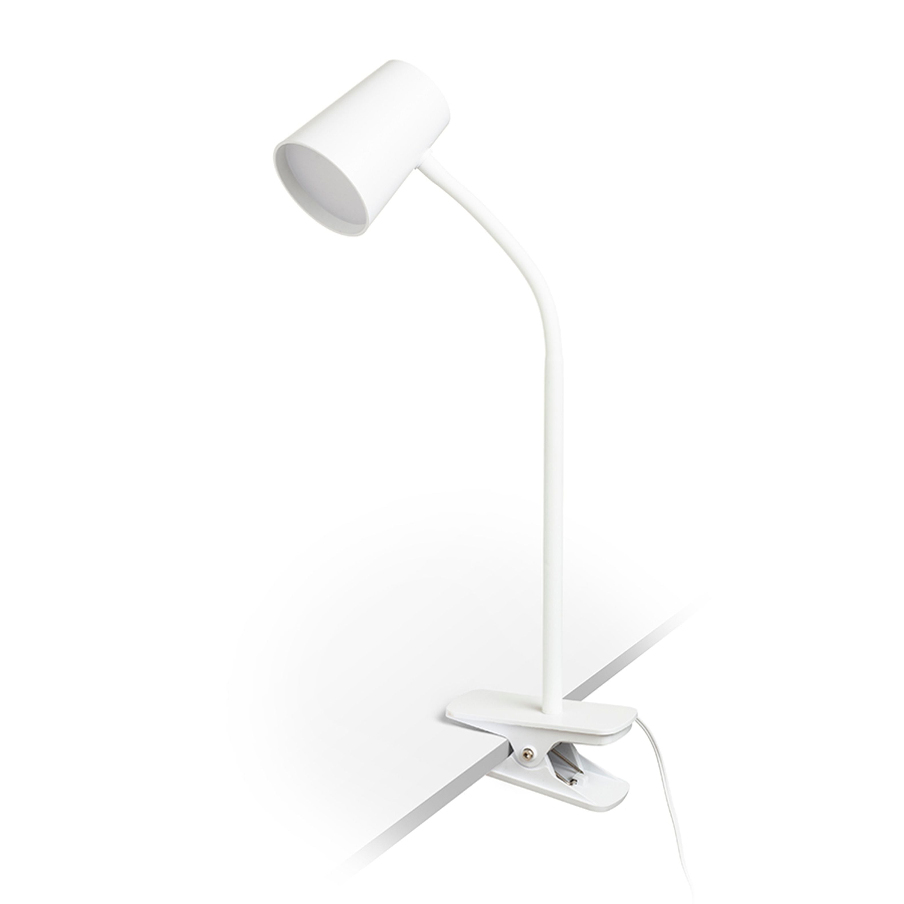 O lampă LED cu clips, cu gât de gâscă si brat flexibil, VERINA DIMM pe clip alb 230V 4.5W 100° 3000K
