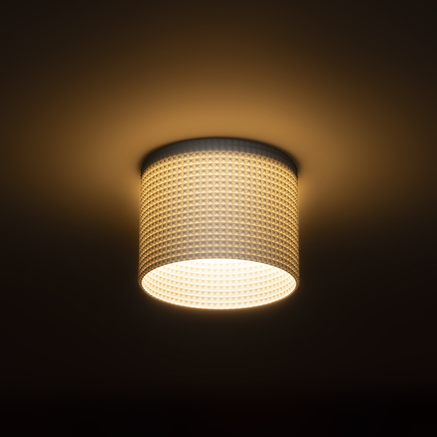 O lampă cu LED incastrat pentru un tavan din gips-carton cu adancime redusa si abajur decorativ, MARENGA RD1 73 încastrat alb Eco PLA 230V 6W 3000K