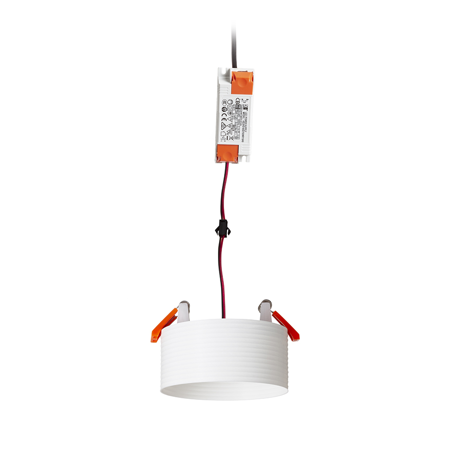 O lampă cu LED incastrat pentru un tavan din gips-carton cu adâncime redusă si abajur decorativ, MARENGA RR1 40 încastrat alb Eco PLA 230V 6W 3000K