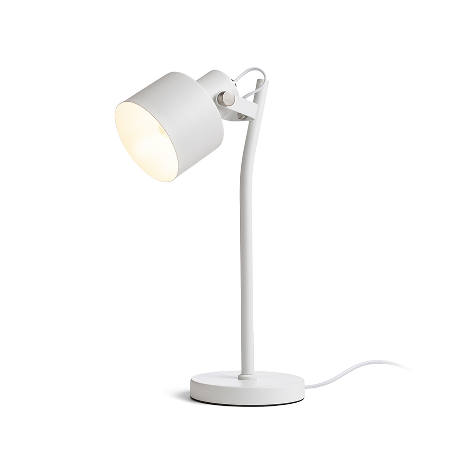 Lampă de masă cilindrica din metal pentru utilizare cu sursa de lumina E27 adecvata, CELEIA alb mat nichel 230V LED 11W