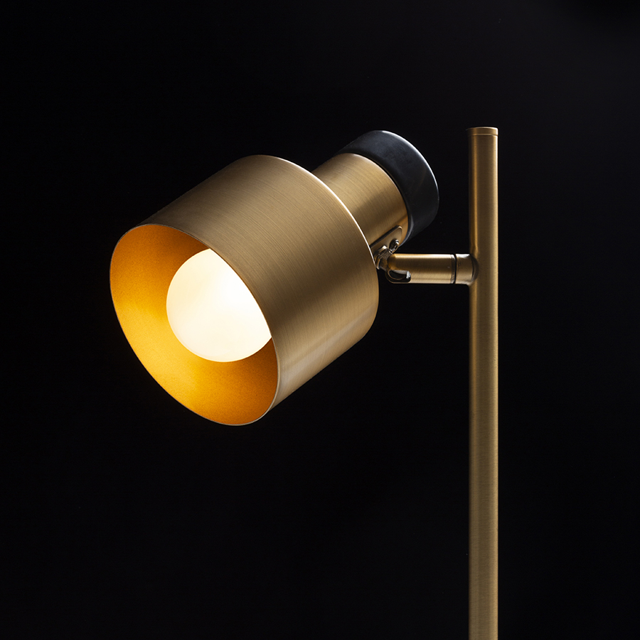 Lampă de masă din alamă cu elemente decorative imitând marmura neagră pentru surse de lumină LED E27, DIVINA alamă/decor marmură 230V 5W