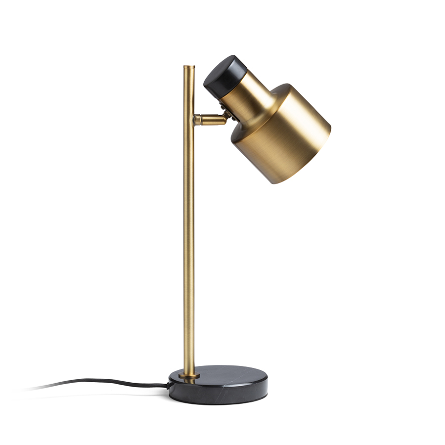 Lampă de masă din alamă cu elemente decorative imitând marmura neagră pentru surse de lumină LED E27, DIVINA alamă/decor marmură 230V 5W