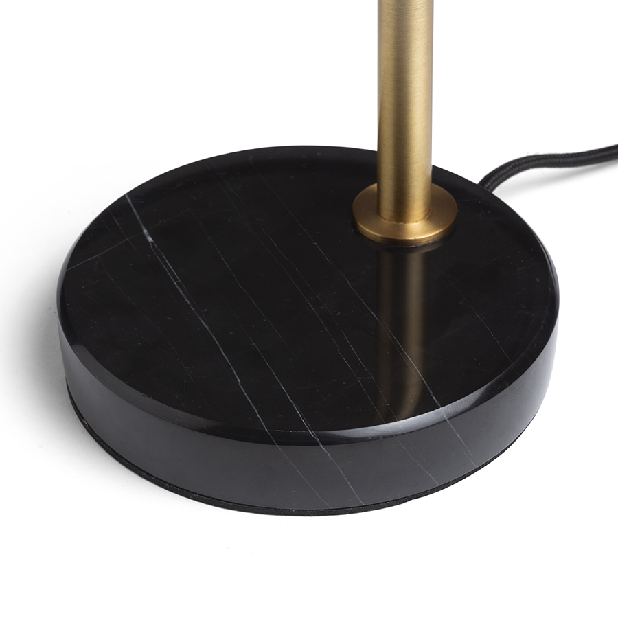 Lampă de masă din alamă cu elemente decorative imitând marmura neagră pentru surse de lumină LED E27, DIVINA alamă/decor marmură 230V 5W