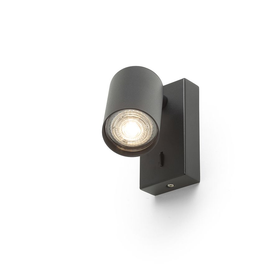 Lampa de perete cu intrerupator si soclu GU10 pentru surse de lumina LED, DUDE negru 230V 9W