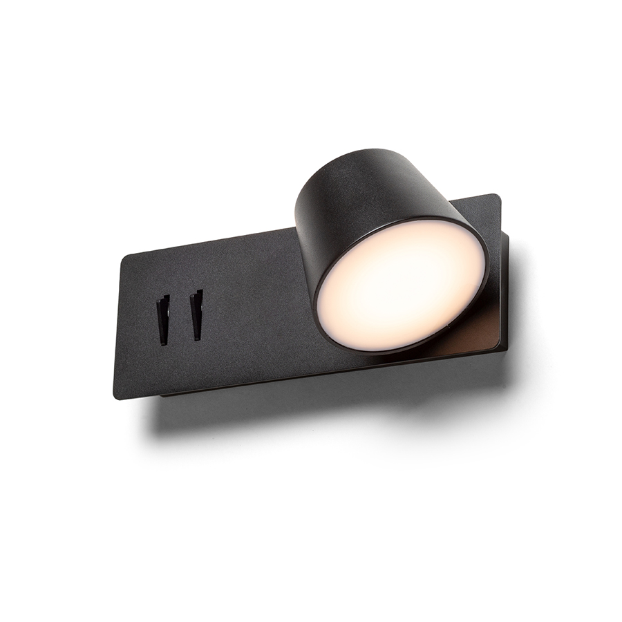 Lampa de perete cu LED incorporat si reflector rotativ, asigurand iluminare indirecta intr-o, AMADEUS cu din spate negru 230V 4+6W 3000K