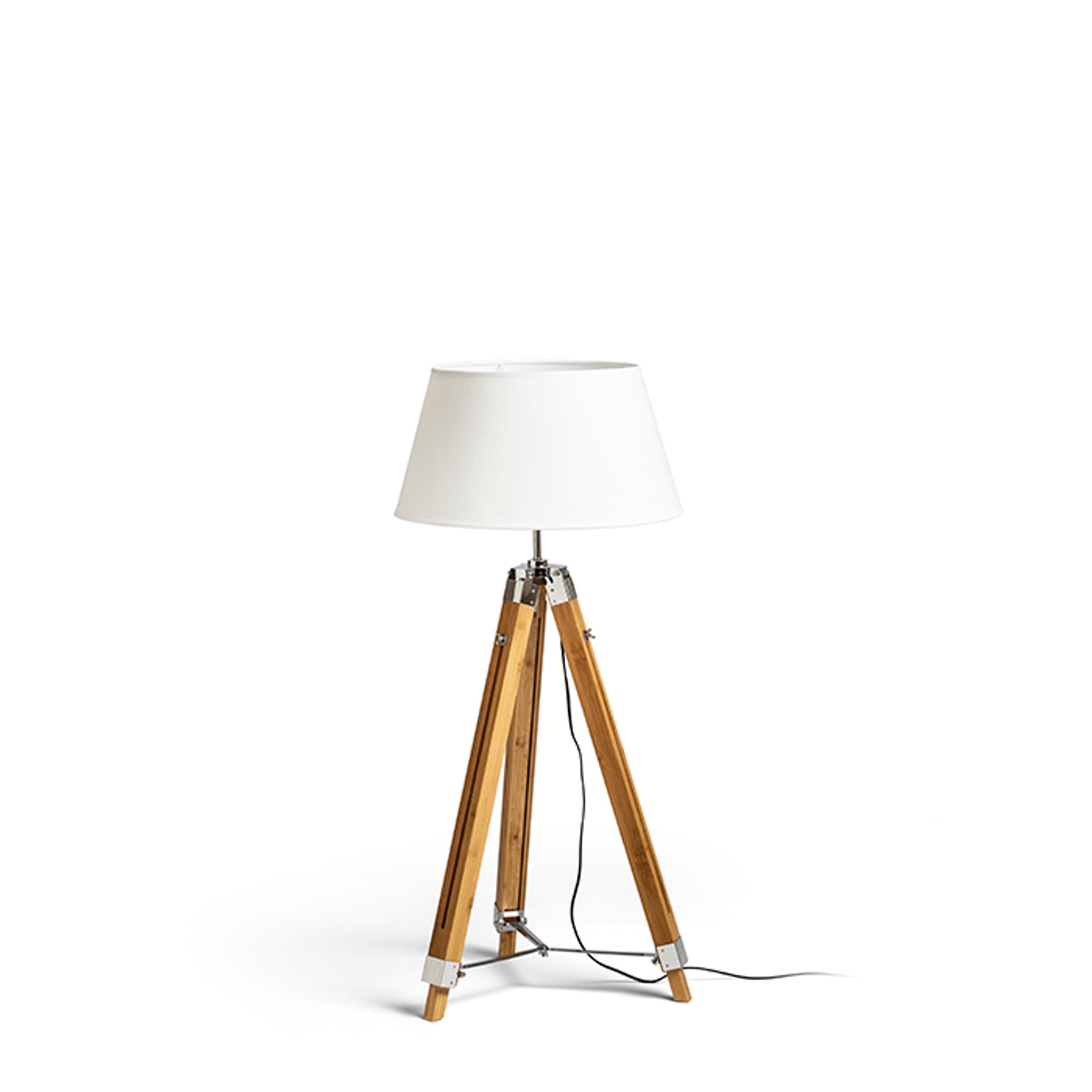 Lampă de podea cu abajur din material textil si o baza eleganta din bambus, ALVIS/AMBITUS 46 alb bambus/crom 230V LED E27 15W