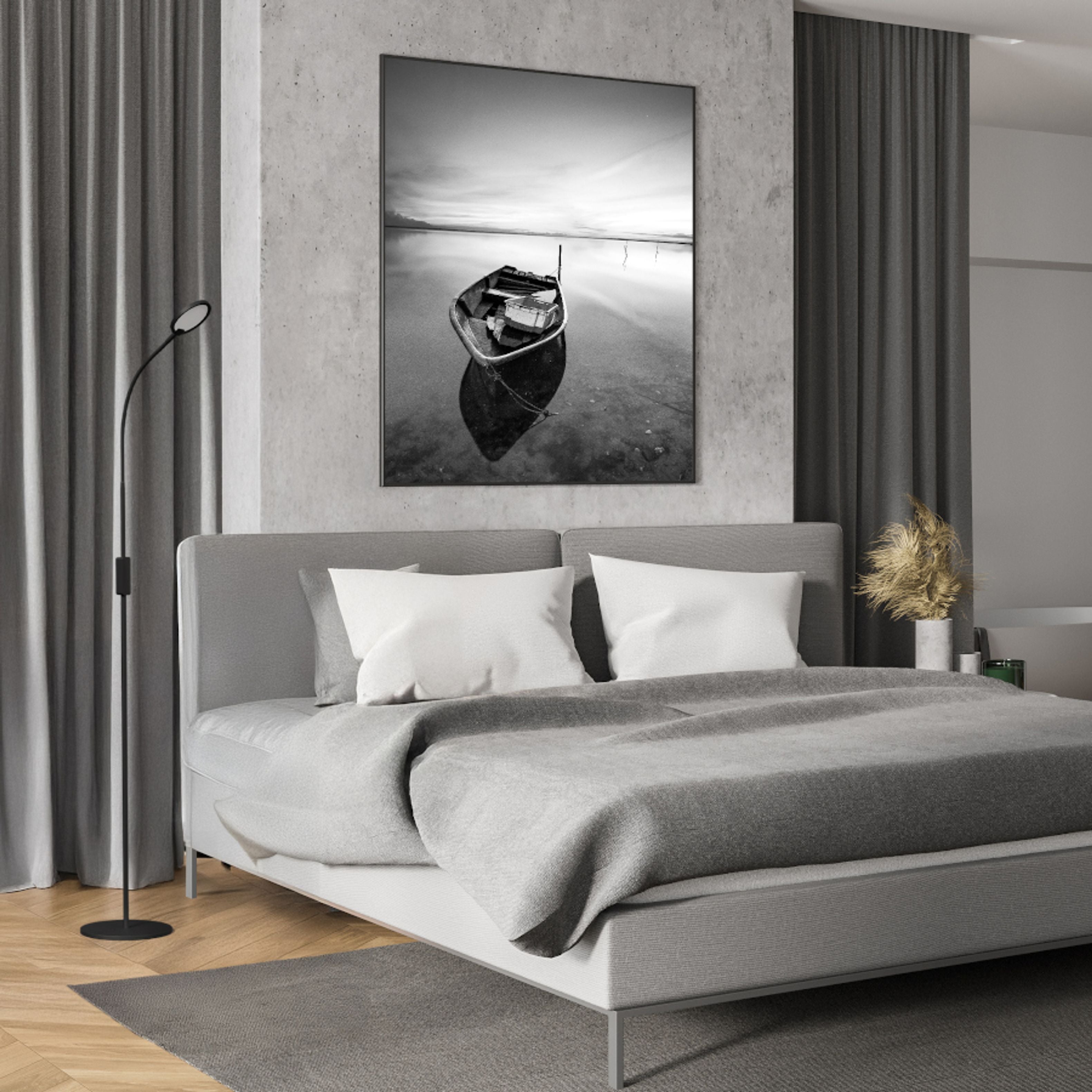 Aplica cu LED-uri cu gât flexibil si reflector circular care include un difuzor laptos pentru o, CELESTE DIMM de podea negru 230V LED 5W 100° 3000K