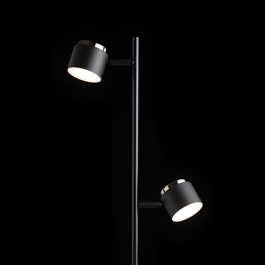 Lampa de podea cu LED incorporat si doua spoturi cu difuzoare mate pentru iluminare tare, NOVA II alb crom/acrilic mat 230V 2x3.5W 3000K