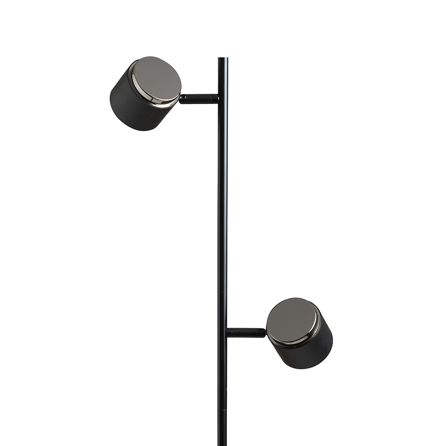 Lampa de podea cu LED incorporat si doua spoturi cu difuzoare mate pentru iluminare tare, NOVA II negru crom/acrilic mat 230V 2x3.5W 3000K