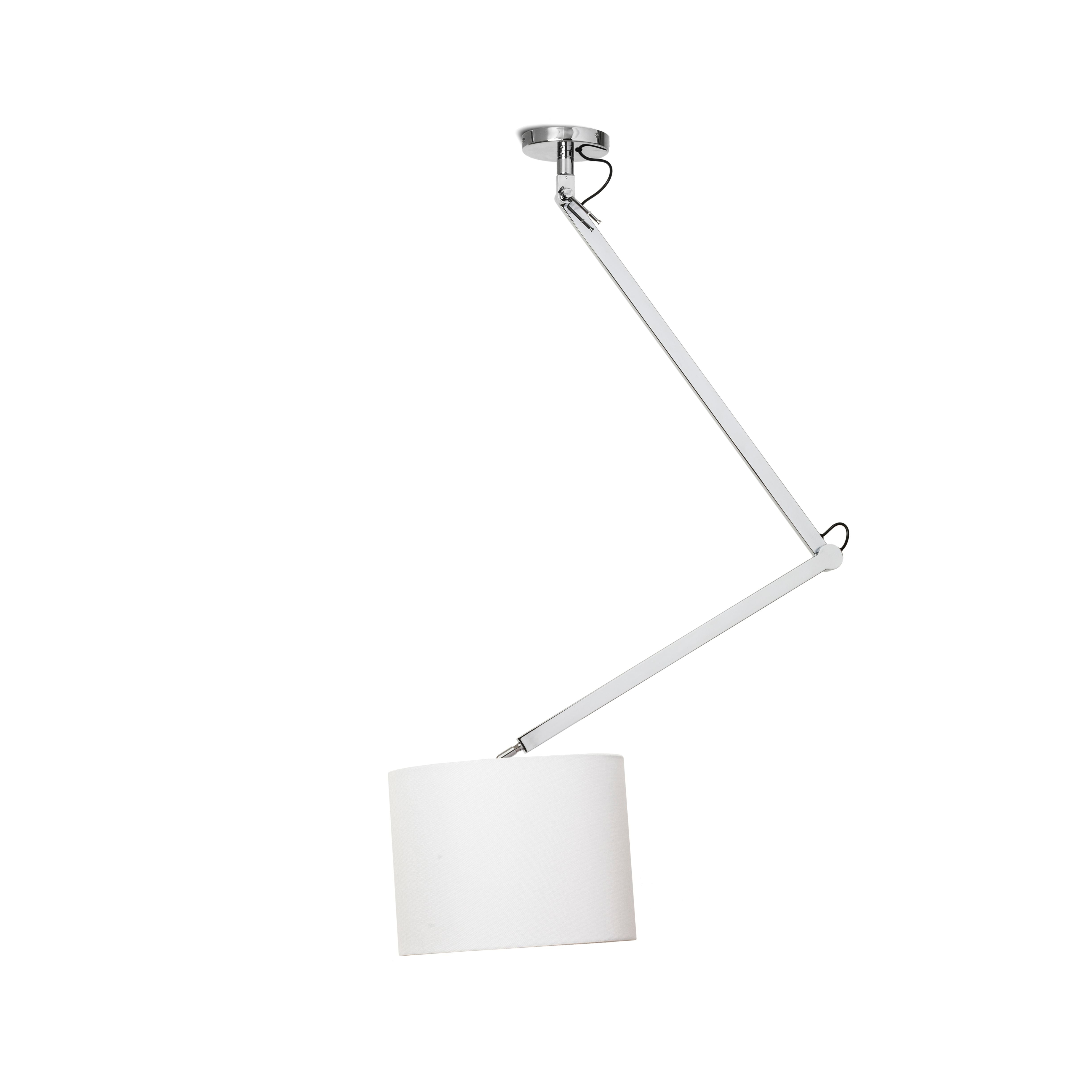 Lampă reglabilă cu braț dublu de tavan cu abajur textil, MADISON C de alb crom 230V LED E27 15W